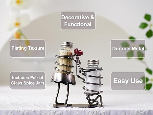 Miniatura 2 de Funny Salt And Pepper Shakers Set Novelty - Two Glass Shakers With Lids, Rose Lovers Holder Caddy For Spices And Seasonings, For Kitchen, Dining Or