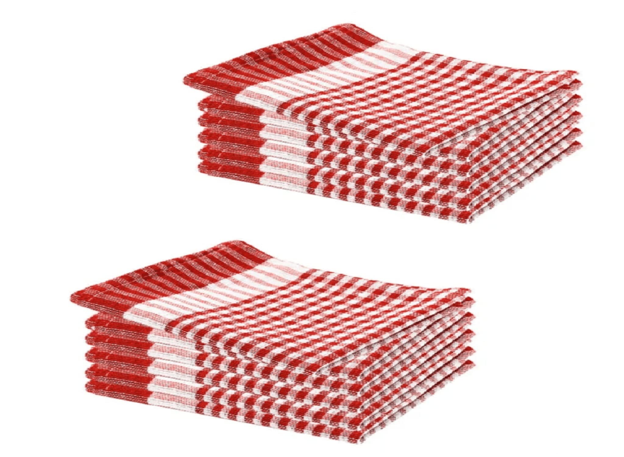 10x Wonderdry Large Tea Towels 100% Cotton Super Absorbent Long Lasting Kitchen Cleaning Drying Towels Dish Bar Cloth (Red)
