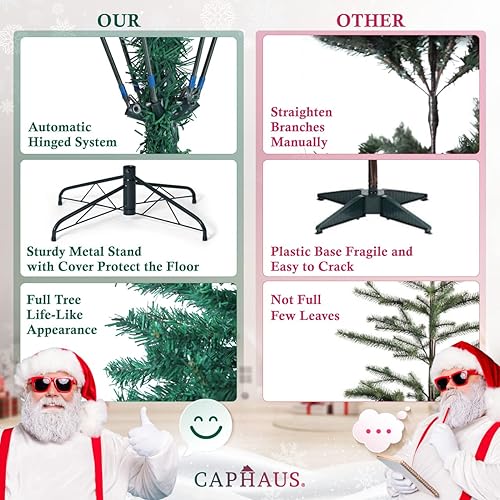 Miniatura 5 de CAPHAUS Árbol de Navidad artificial de 9 pies de alta calidad con bisagras de abeto del North Valley con 2028 puntas de ramas y soporte de metal
