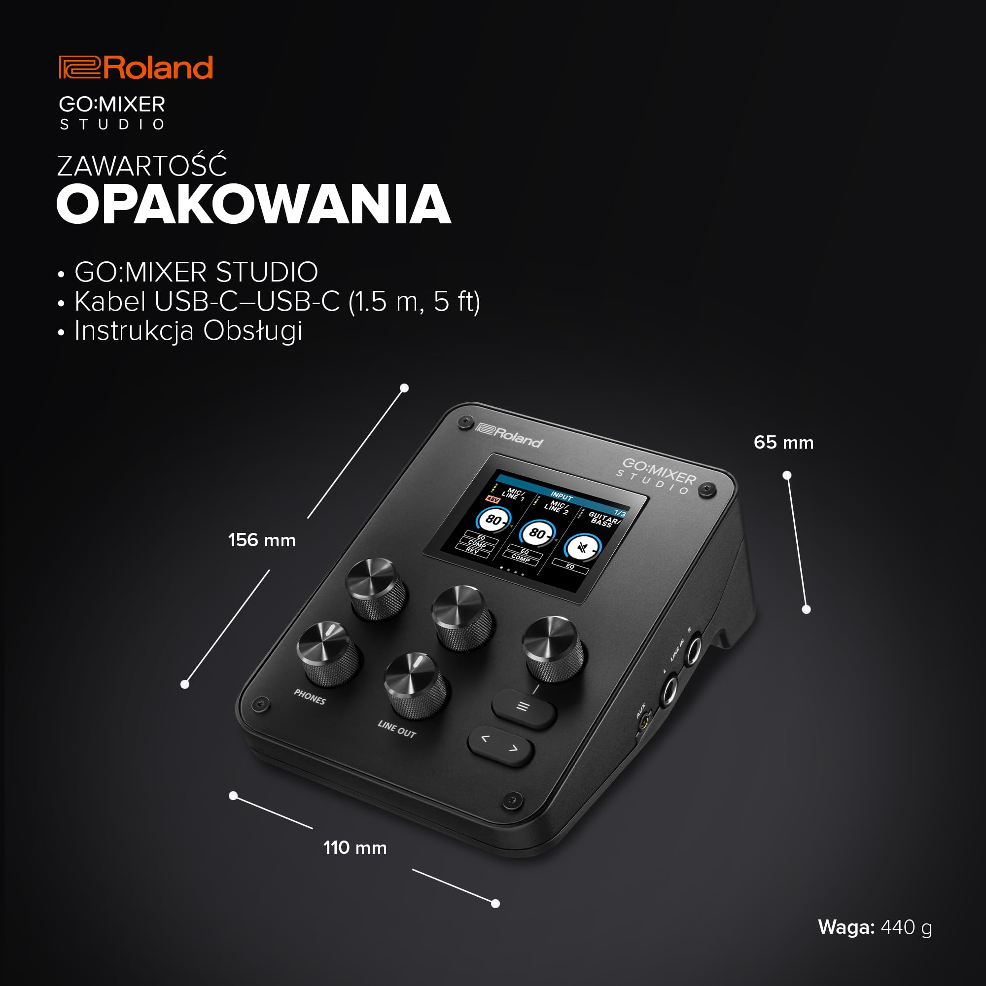Roland GO:MIXER STUDIO | Przenośny wielokanałowy mikser i interfejs audio | Idealny dla twórców treści i muzyków | Jakość dźwięku na poziomie studyjnym | Wbudowane efekty