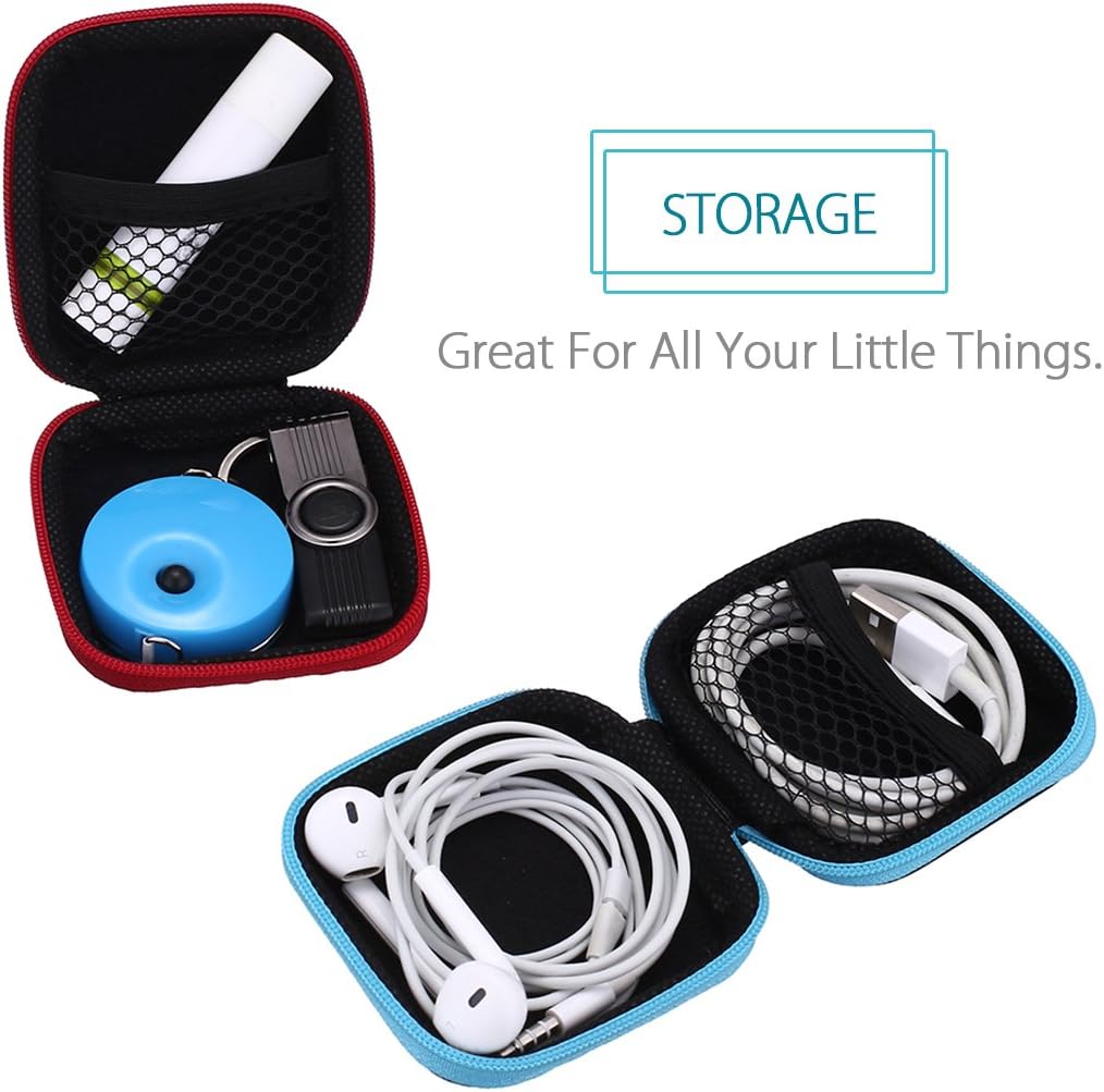 Meuxan 6-Pack Earbud Case Storage Pouch with Carabiner for Earphone USB Cable Flash Drive, 6 Colors