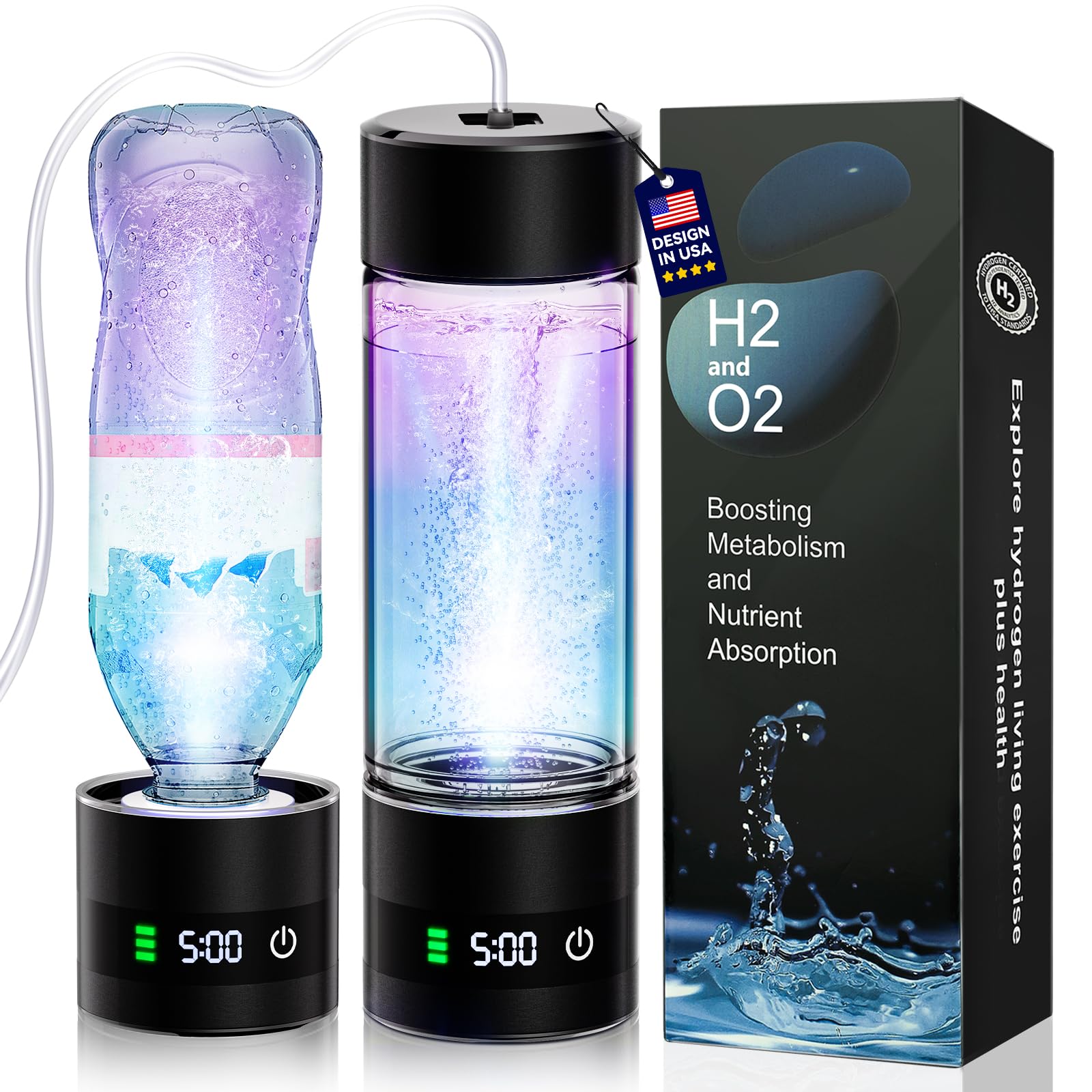 2026 Upgrade Hydrogen Water Bottle Up to 6000PPB With Display Hydroh Hydro Water Bottle Food Grade No Odor