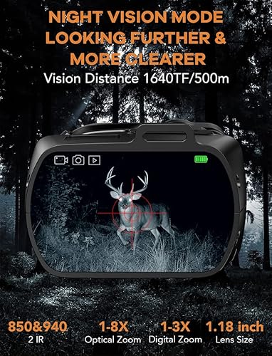 2 In 1 Night Vision Binoculars Monocular 2 Ir 1-24X Zoom Night Vision Goggles Digital With Camera Vision Distance 1640Ft/500M Daytime&Night Outdoor Travel Lcd Screen 800 * 480 Res Photo&Videos 1080P #TOP3