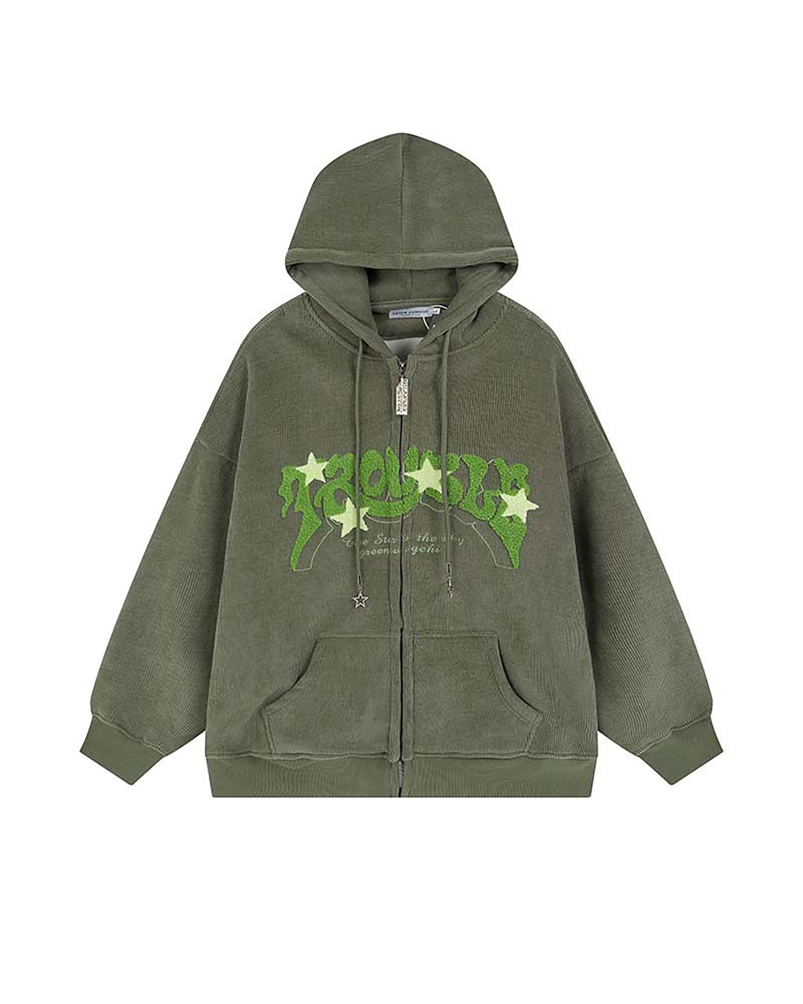 Amazon.co.jp: Sumleno Y2K ジップアップ パーカー レター
