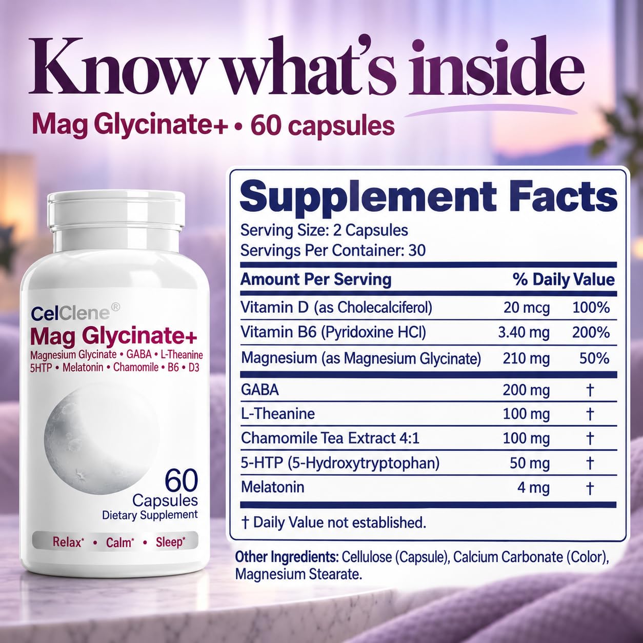 Magnesium Glycinate+ Supports Stress Relief, Sleep, Heart Health, Nerve Health, Muscle health, and Metabolism with Magnesium Glycinate, GABA, L-Theanine, 5-HTP, Melatonin, Vitamin B6, and Vitamin D3 — Amazon image 7