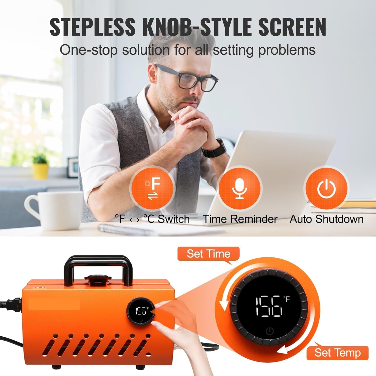 Knob control for setting temperature and time