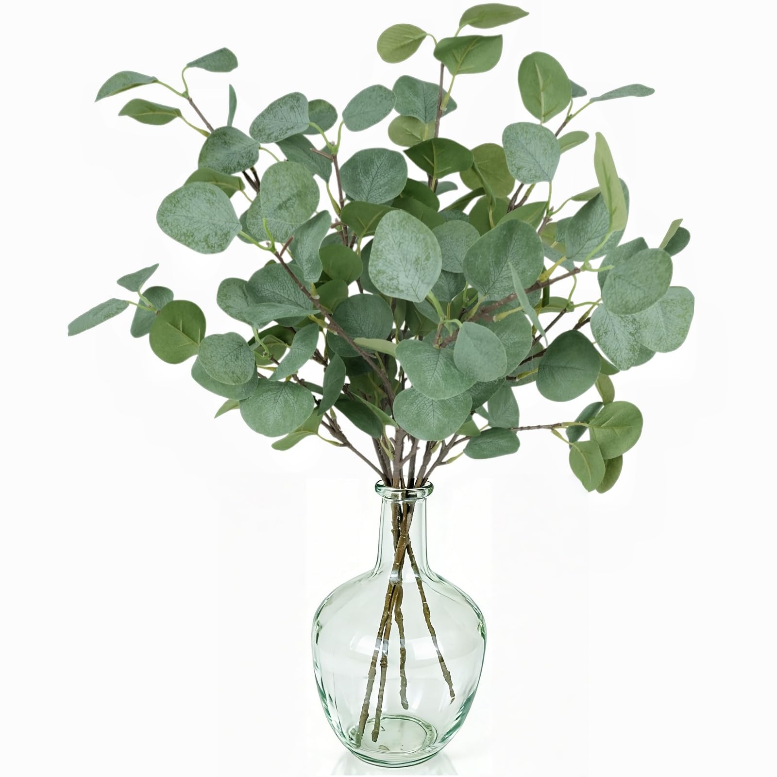 Avoik 4 Pcs Eucalyptus Plants Artificial Greenery Eucalyptus Stems Faux Leaves Branches Spring Summer Fake Silk Leaf Plants for Wedding Floral Arrangement Office Farmhouse Home Indoor Outdoor Decor