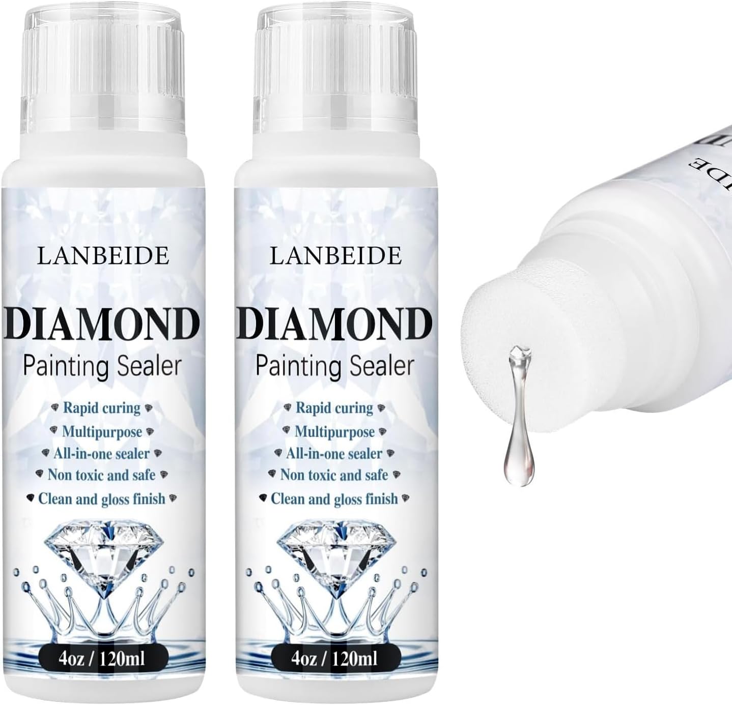 LANBEIDE 2 Pack 240ML Diamond Painting Sealer, 5D Diamond Painting Art Glue Permanent Hold & Shine Effect Sealer for Diamond Painting and Puzzles