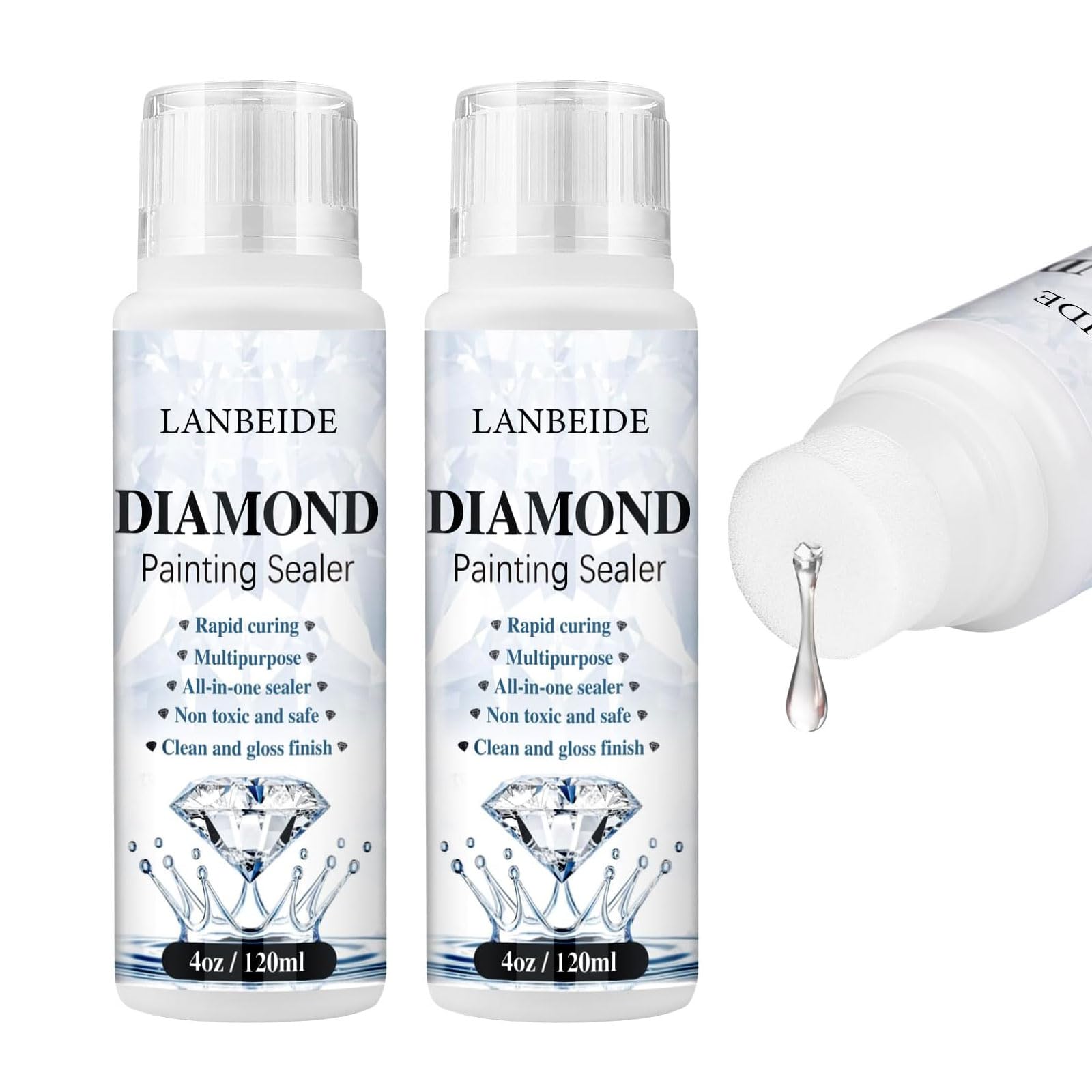 LANBEIDE 2 Pack 240ML Diamond Painting Sealer, 5D Diamond Painting Art Glue Permanent Hold & Shine Effect Sealer for Diamond Painting and Puzzles