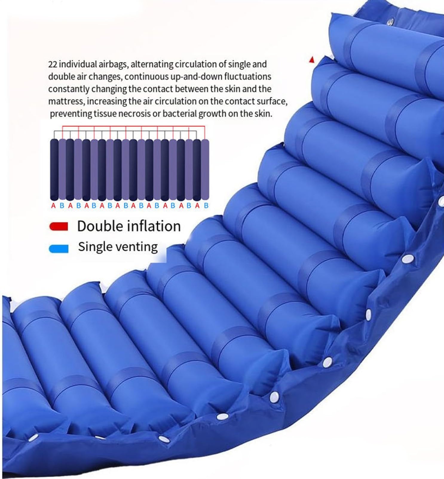 Materasso Antidecubito per Anziani, Materasso Antidecubito Ad Aria Alternata con Pompa Silenzioso, Materasso Antidecubito Gonfiabile Impermeabile Traspirante Sdraiato sul Letto