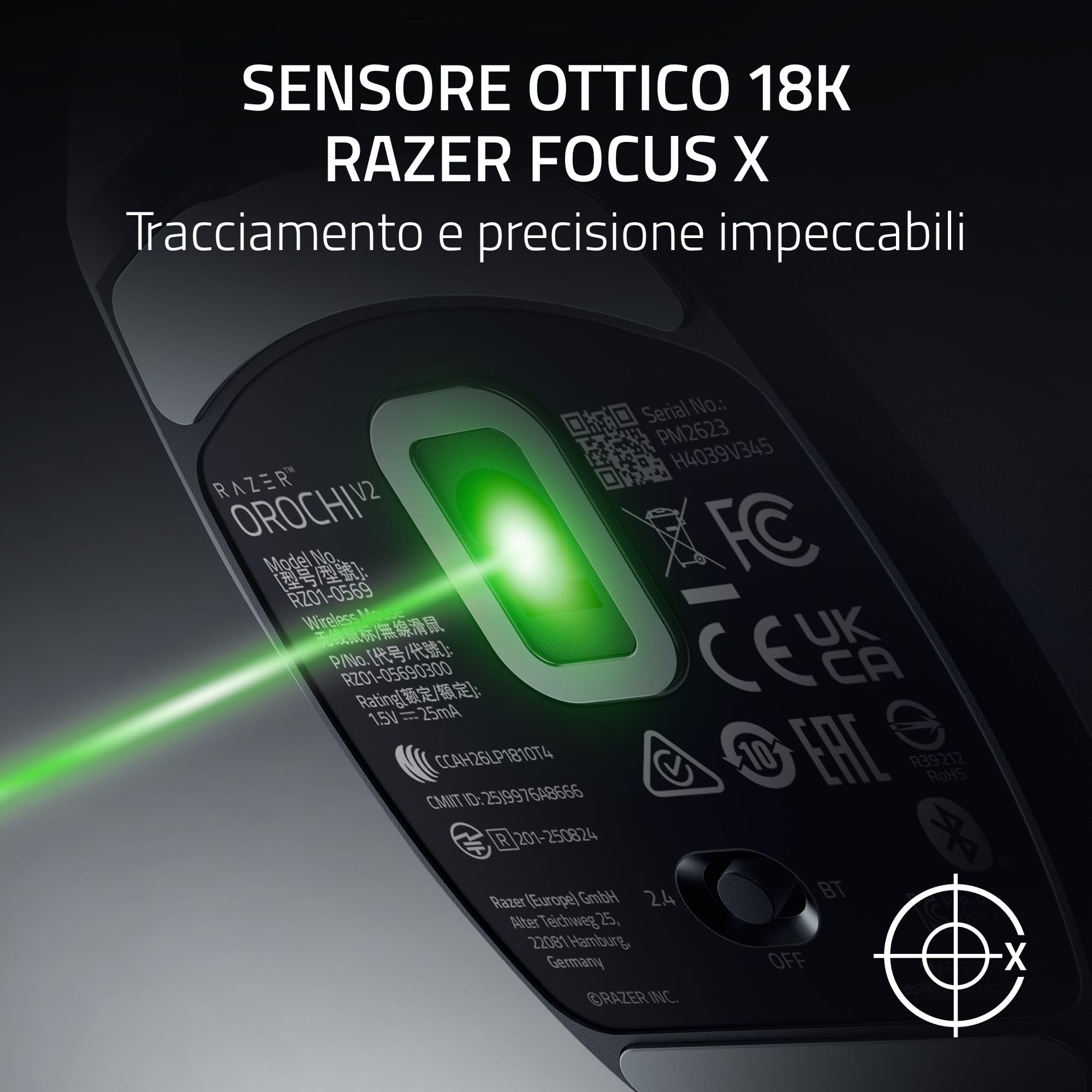 Razer Orochi V2 - Mouse da gioco wireless portatile - HyperSpeed e Bluetooth - Sensore ottico 18K DPI - Interruttori 2gen - 60 g - Alimentazione a batterie AA/AAA - PC/Mac | Nero