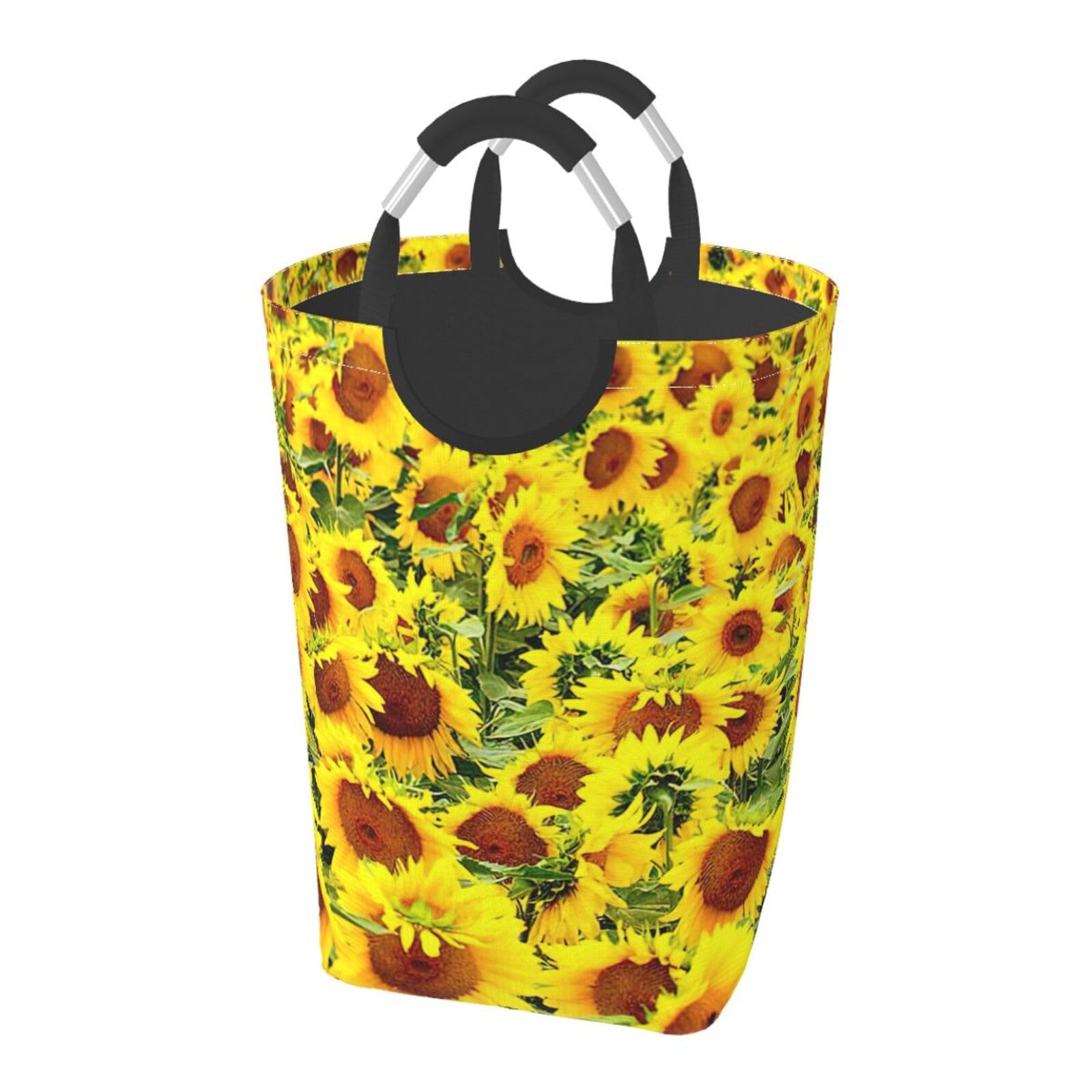 Sunflowers Print Laundry Hamper Collapsible Baskets With Handle Dirty Clothes Hamper Bag For Dorm Family Bathroom Decor Storage ﻿