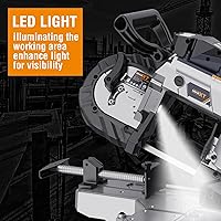 Vista 7 de MAXXT Sierra de cinta con sierra de mesa, sierra de banda de corte profundo de 10 amperios y 5 pulgadas con base de aluminio ligera, velocidad