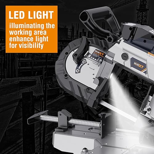 Miniatura 7 de MAXXT Sierra de cinta con sierra de mesa, sierra de banda de corte profundo de 10 amperios y 5 pulgadas con base de aluminio ligera, velocidad