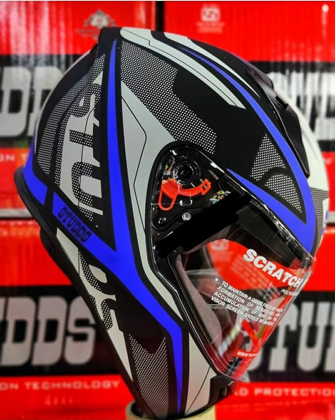 Studds Thunder D4 Matt Black, N1Blue With Clear Visor Amazon.in Car