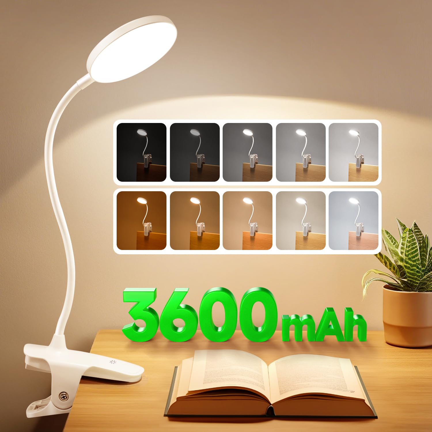 One Fire Flexo Escritorio, 450 LM+36 LED Lampara Escritorio Led, 25 Modos Flexo Led Escritorio,3600mAh USB Luz Led Lampara Escritorio Led,360° Flexo Escritorio Flexo Pinza Luz Lectura Lampara Lectura