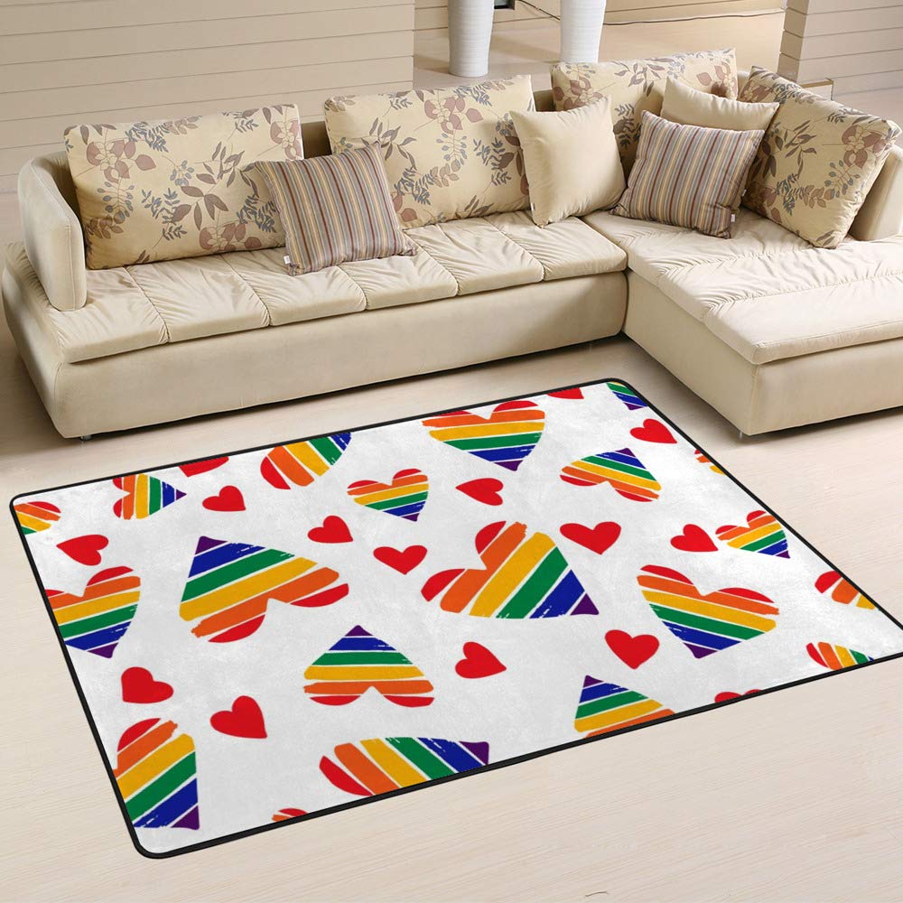 Tapis arc-en-ciel durable et facile à nettoyer grand format 80x58 pouces