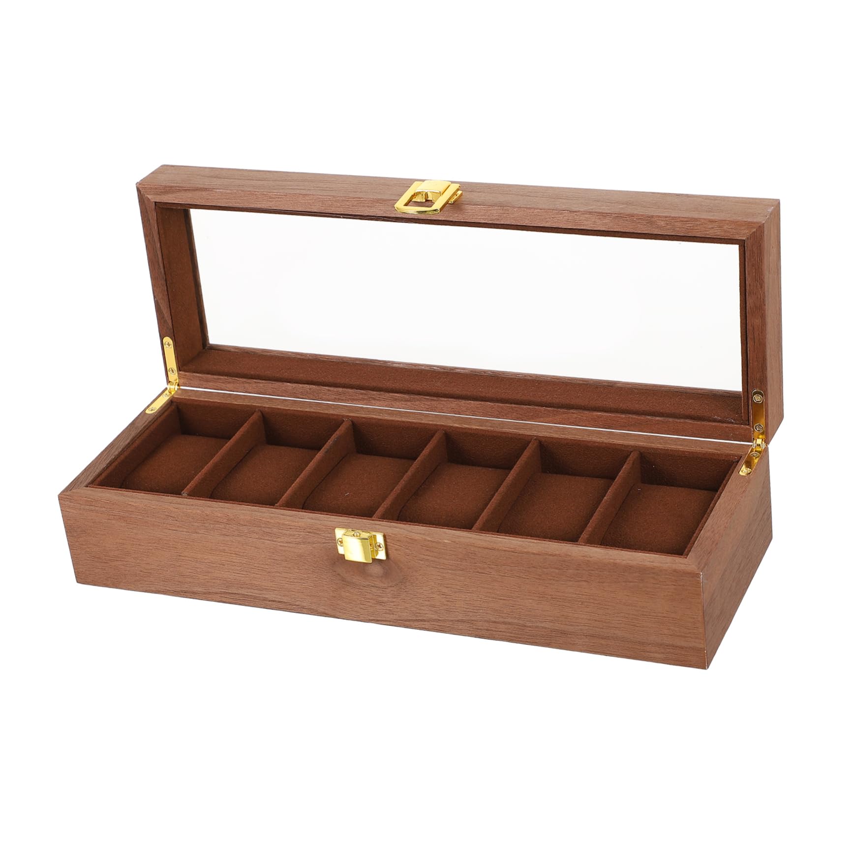 FRCOLOR Vintage Wooden Watch Box Organizer with Slots Elegant Watch Storage Case for Men Women Durable Walnut Display Box Protects Watches From Scratches Damage