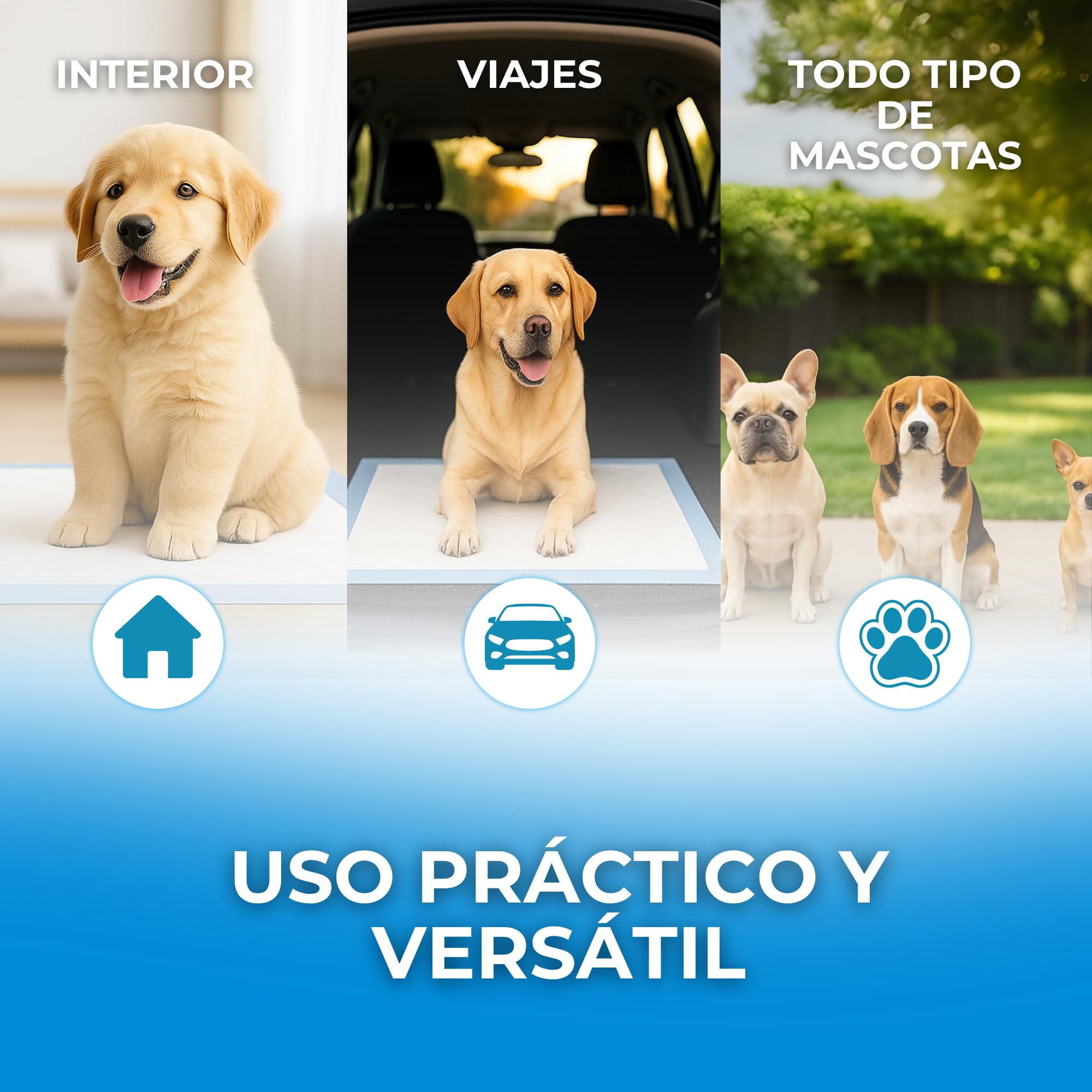 MOLY 60 Empapadores para Perros 90 x 60 cm Desechables | X6 Pack 10 Almohadillas Higiénicas de Adiestramiento Desechables para Mascotas | Neutraliza Olor | Rápida Absorción