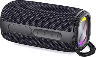 Bluetooth Speaker, Speaker Bluetooth Wireless with Light, BT5.3, IPX6 Waterproof Electronic Gadgets for Home/Party/Outdoor, Birthday Gift (Black)