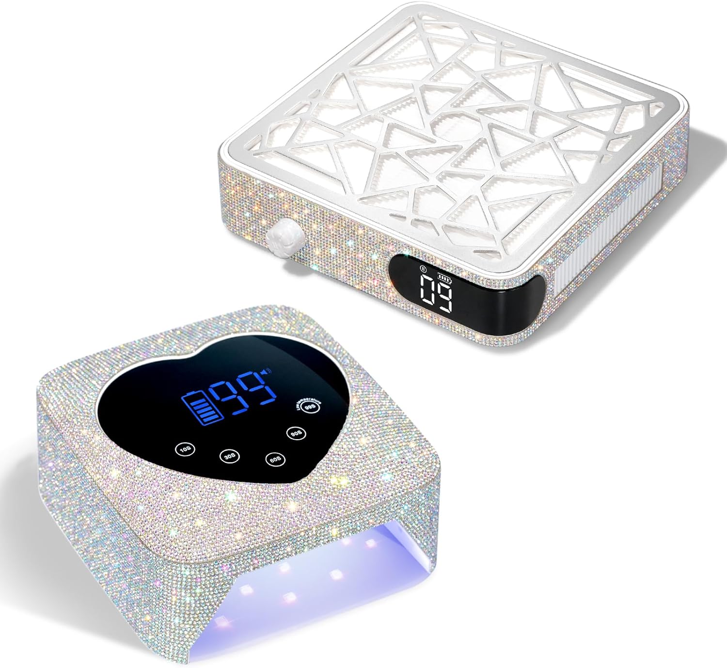 Rechargeable Sparkly Nail Lamp Cordless Nail Dryer & Nail Dust Collector Powerful Nail Dust Vacuum with Reusable Filter