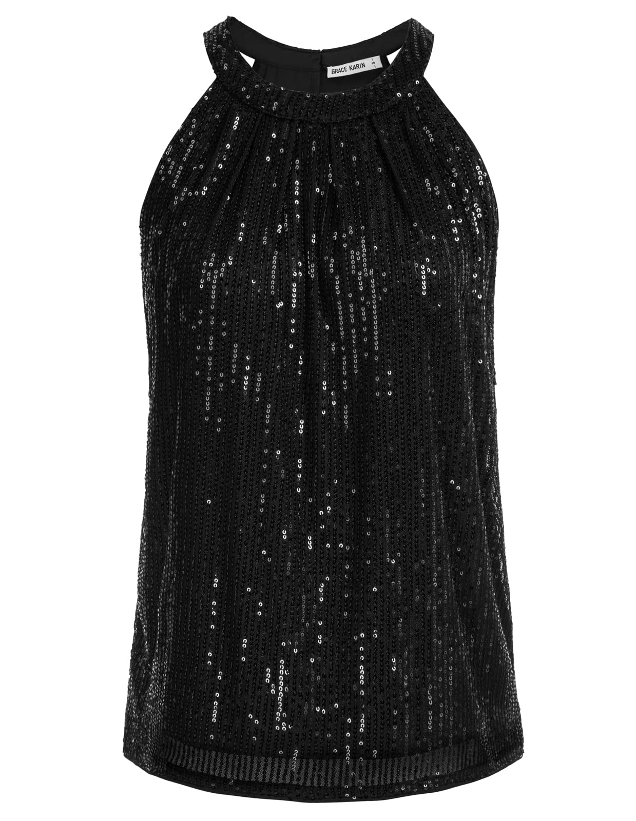 GRACE KARIN Camiseta Mujer Elegante Sin Mangas con Top Verano Decorado Encaje