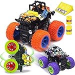 CozyBomB Monster Trucks Toys - 3 Pack Friction Powered Mini Push and Go Car Truck Playset Inertia Vehicle for Kids Best Christmas Birthday Party Gift for Boys Girls Aged 3 and Above