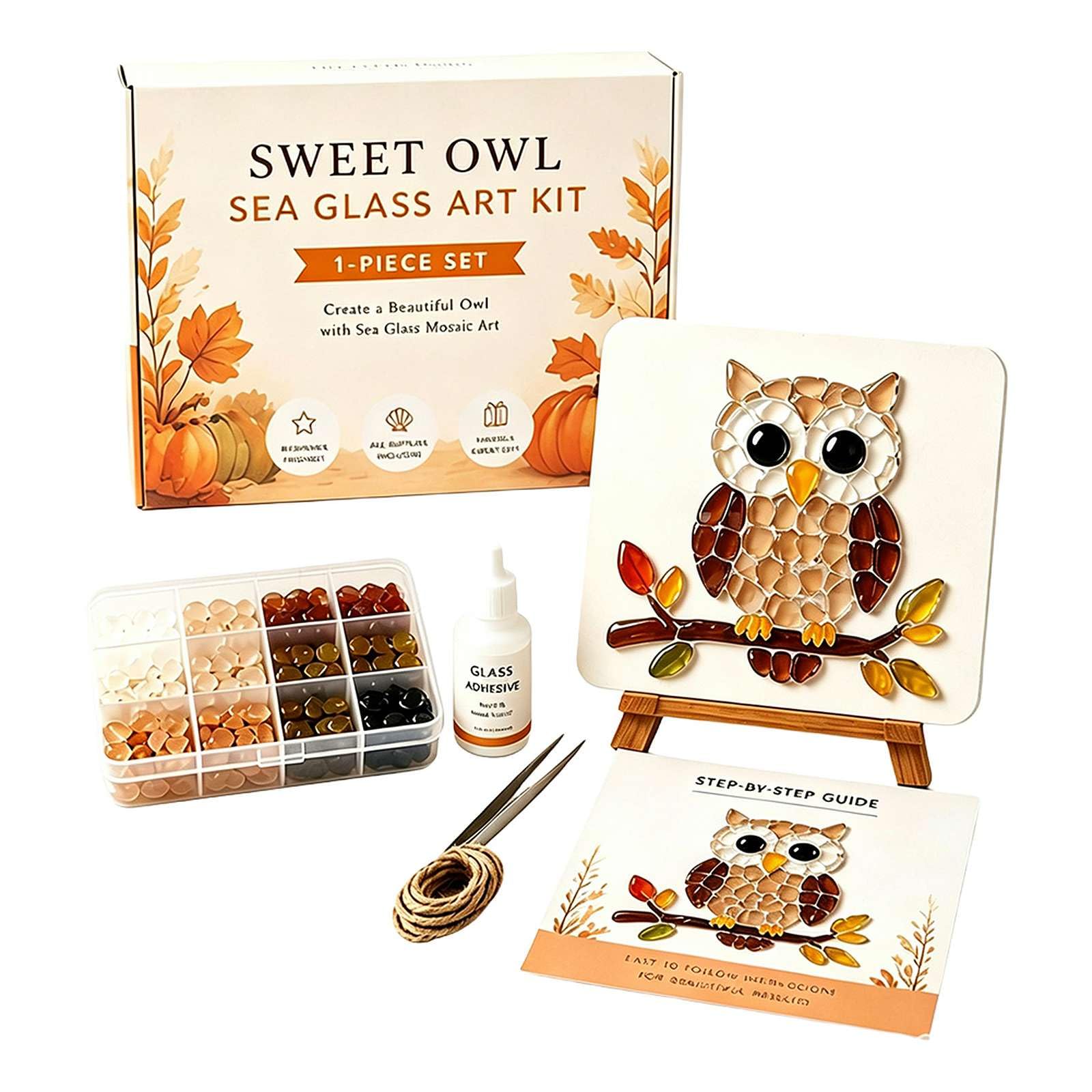 Halloween Sea Glass Art Kit DIY Mosaic Craft Set with Colorful Glass Pieces