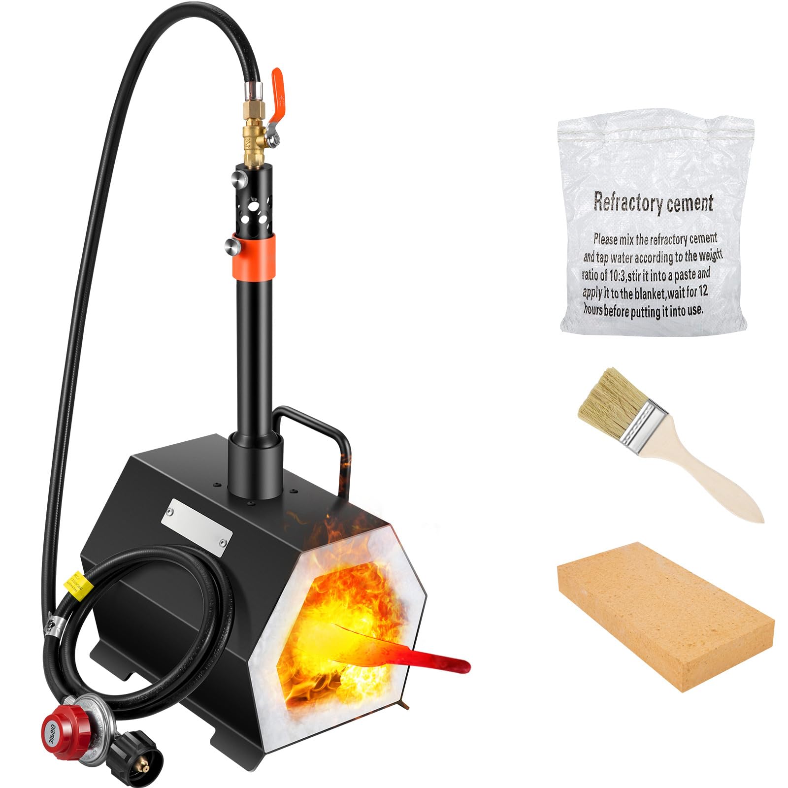 Happybuy Portable Propane Forge - Single Burner for Tool and Knife Making, Complete Kit with Large Capacity, Ideal for Blacksmithing, Mini Furnace and Gas Forging Tools
