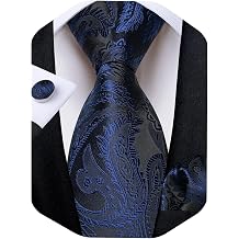 Mens Paisley Tie Sets Silk Jacquard Woven Floral Necktie and Pocket Square Cufflinks Wedding Business Party