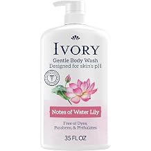 Ivory Body Wash, Designed for the Whole Family, Gentle Formula, Free of Dyes Heavy Perfumes Parabens Phthalates &amp; Silicones, Designed for Skin's pH, Water Lily Scent, 35 oz