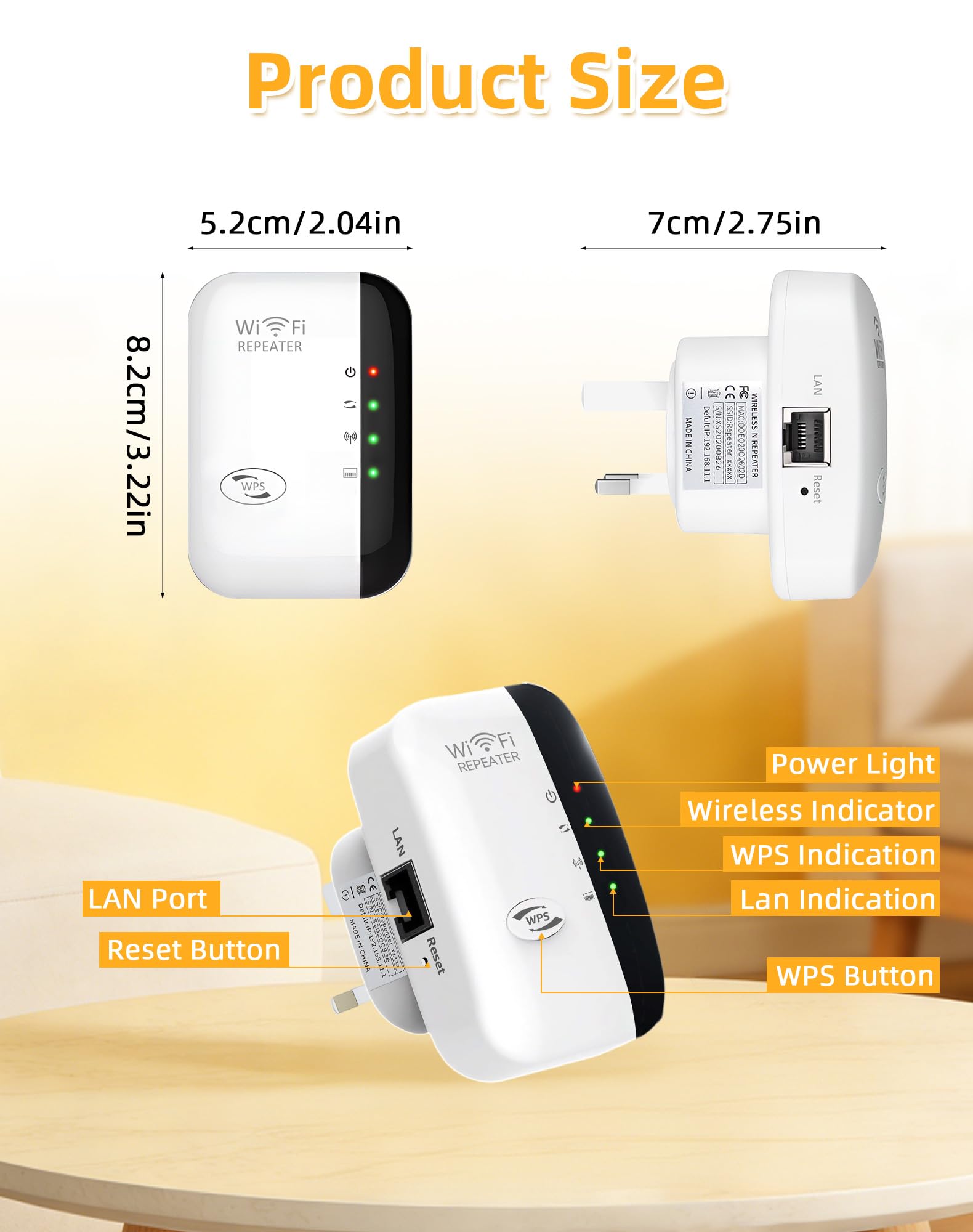 2026 WiFi Extender Booster Repeater with Ethernet Port – 3650 Sq.Ft Internet Signal Amplifier for Home, Gaming, UK Plug, WPS Setup, White - 3