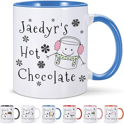 Miniatura 10 de Tazas de chocolate caliente personalizadas, taza de Navidad con nombre personalizado, bonita taza de Navidad para niños, tazas de té de cerámica
