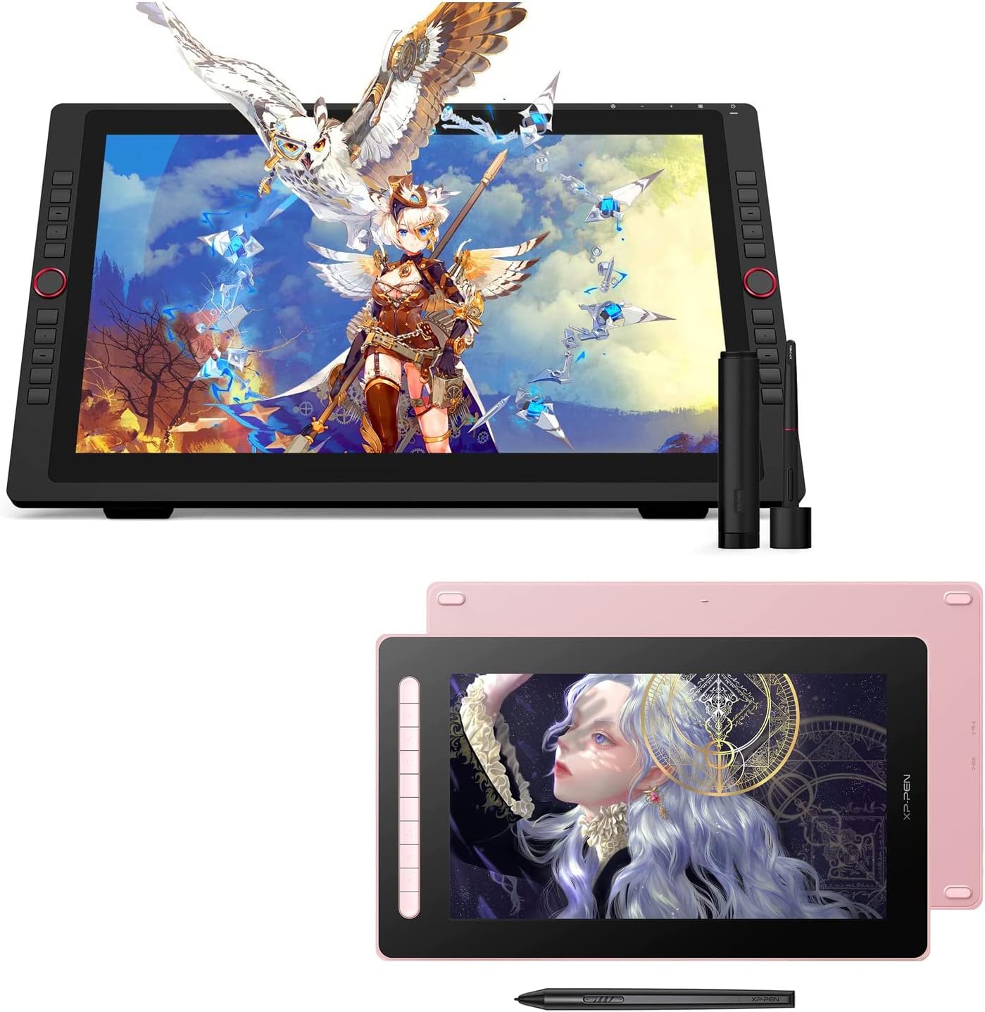 XP-PEN Artist 22R pro Drawing Tablet with Screen 120% sRGB with Battery-Free Stylus Full-Laminated Technolog 21.5 inch Pen Display & XP-PEN Artist16 2nd Computer Graphic Tablet Pink : Electronics