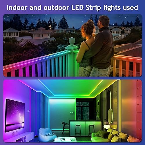 Miniatura 6 de LETIANPAI Tira de luces LED para exteriores de 200 pies, impermeable, 1 rollo, tiras de luz LED exteriores IP68 con aplicación y control remoto,