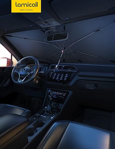 Miniatura 7 de Lamicall Parasol para parabrisas de automóvil, cubierta plegable para parabrisas de automóvil, 5 capas de revestimiento de bloqueo UV, protección de