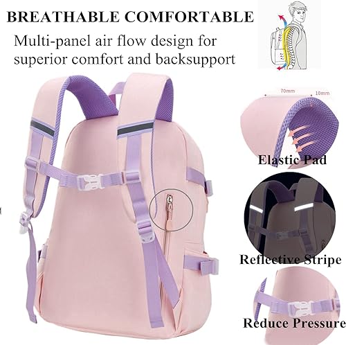 Miniatura 5 de SUNNY SHOP School Backpacks for Girls Waterproof Backpack Kawaii Cute Kids Backpack Elementary School Bookbag Pink