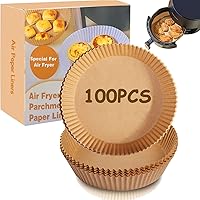 Vista 9 de Forro de papel desechable para freidora de aire, pergamino redondo antiadherente, papel de grado alimenticio para freidora de aire, horno