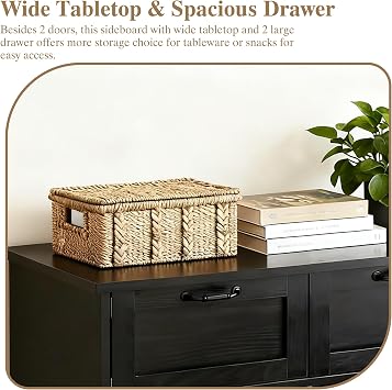 31.5 Buffet Cabinet with Drawer, Boho Accent Sideboard Adjustable Shelf