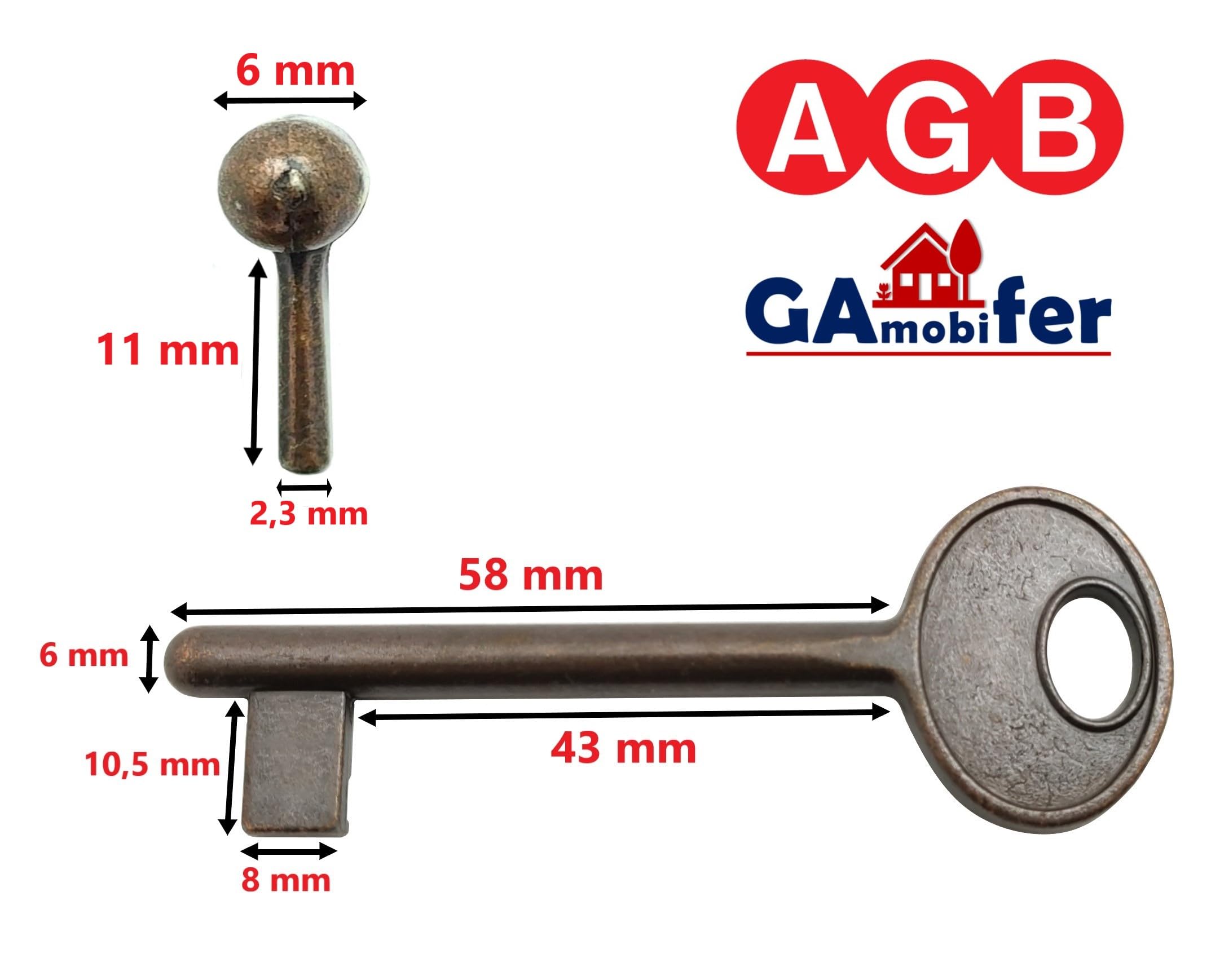 AGB Internal Recessed Lock Key (Bronzed, Passpartut), PASSEPARTOUT - Image 4