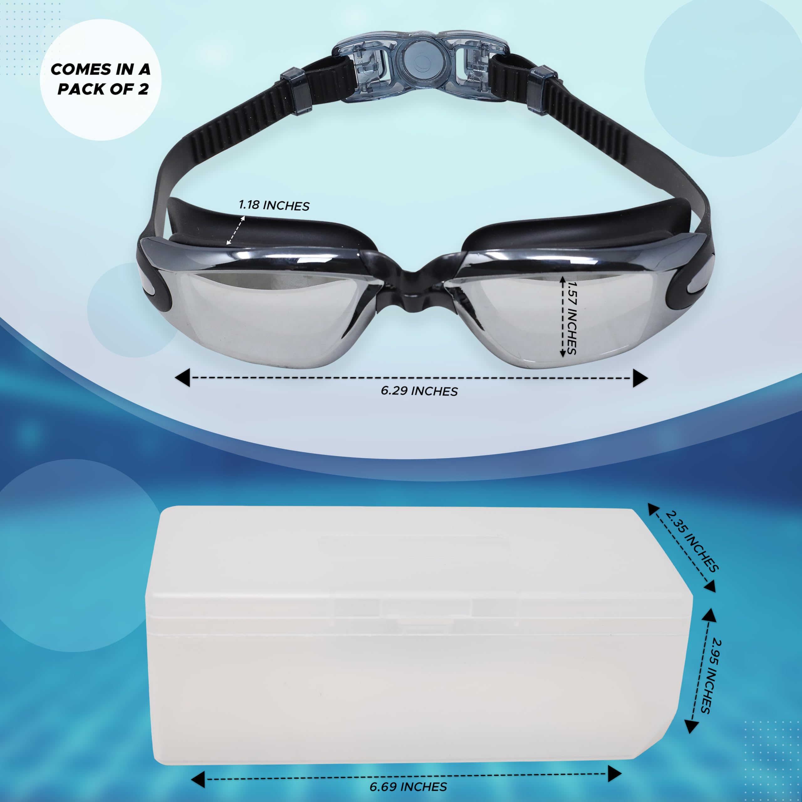 EcoNour Occhialini da nuoto anti-appannamento, con guarnizione impermeabile, vestibilità comoda, protezione UV, occhialini da nuoto per adulti, uomini e donne, con clip per naso e tappi per le