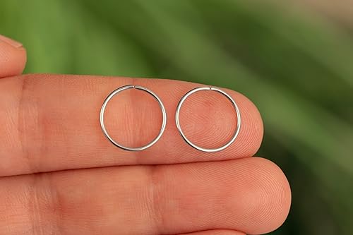 Miniatura 86 de Gold Hoop Earrings Silver Hoop Earrings - Hoop Earrings For Women Two Pcs Of Thin Gold Filled Sterling Silver Hoops, Helix Hoop, Tragus Ring