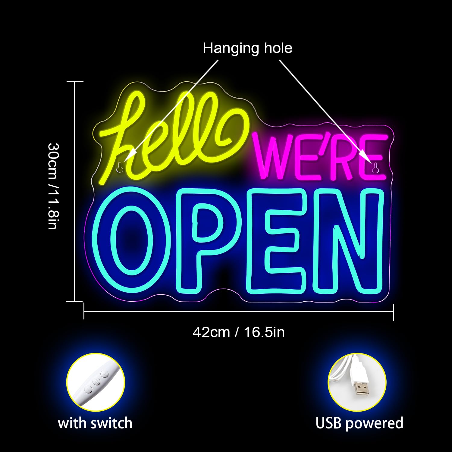 éclairage USB Enseigne Néon Flèche Ouverte LMSIGNLY - Décoration Lumineuse  Pour Bar Ou Boutique Néon Usb Boutique, image size:1500x1500