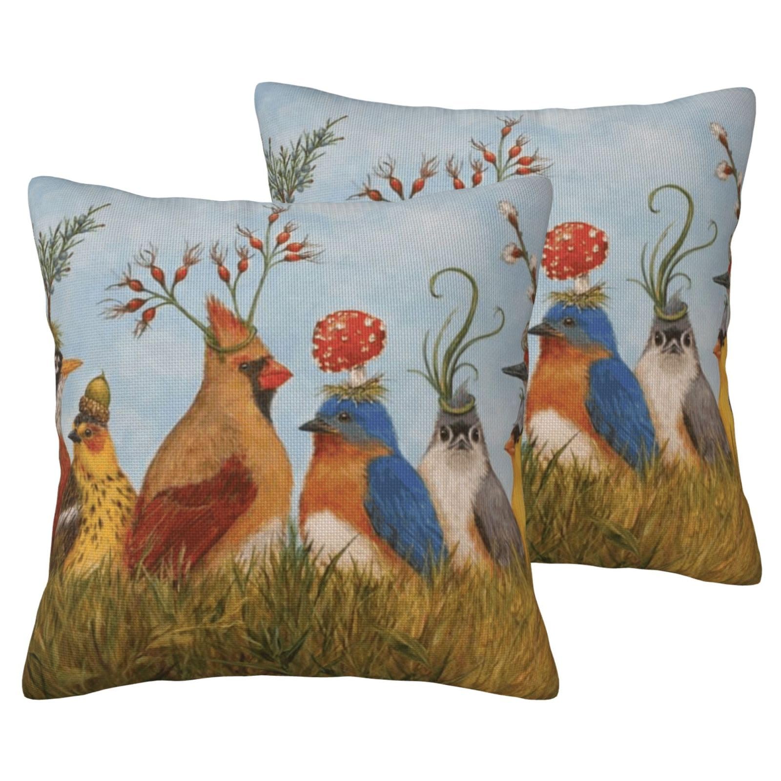 Housse de coussin imitation lin imprimé animaux lot de 2