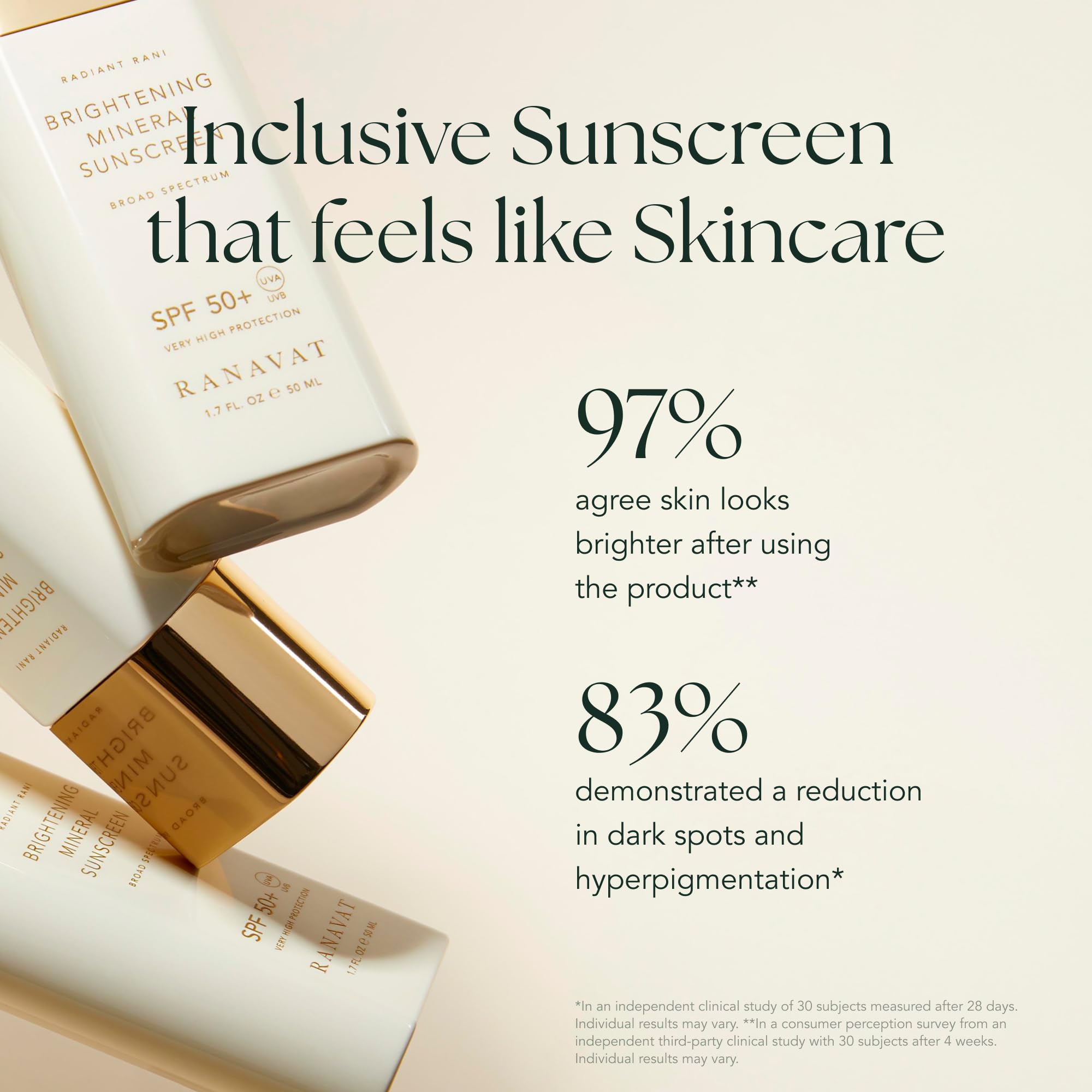 RANAVAT Brightening Mineral Face Sunscreen SPF 50 Broad-Spectrum