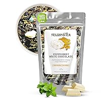 Vista 1 de Nelson's Tea - Menta de chocolate blanco - Té blanco de hojas sueltas - Té verde, té blanco, menta, cártamo, chocolate blanco y chocolate con menta