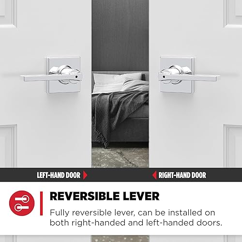 Miniatura 30 de Kwikset Casey - Manija de bloqueo de puerta de entrada, entrada exterior con llave segura, mango reversible, tecnología de seguridad SmartKey Re-Key