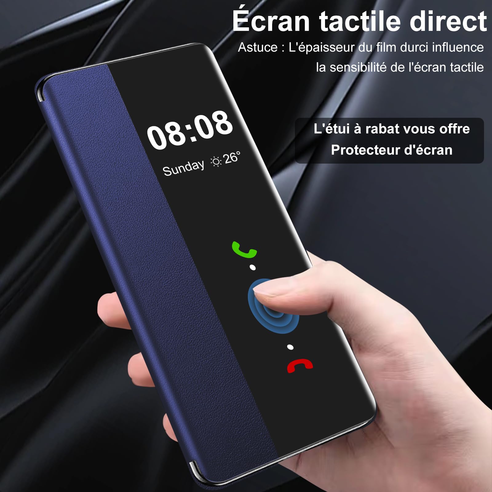 Cover Clear View Per Huawei P30 Lite – Custodia A Libro Protettiva Flip Folio Silicone Antiurto Sottile Morbida 360 Full Body Cover (Blu - Foto 9