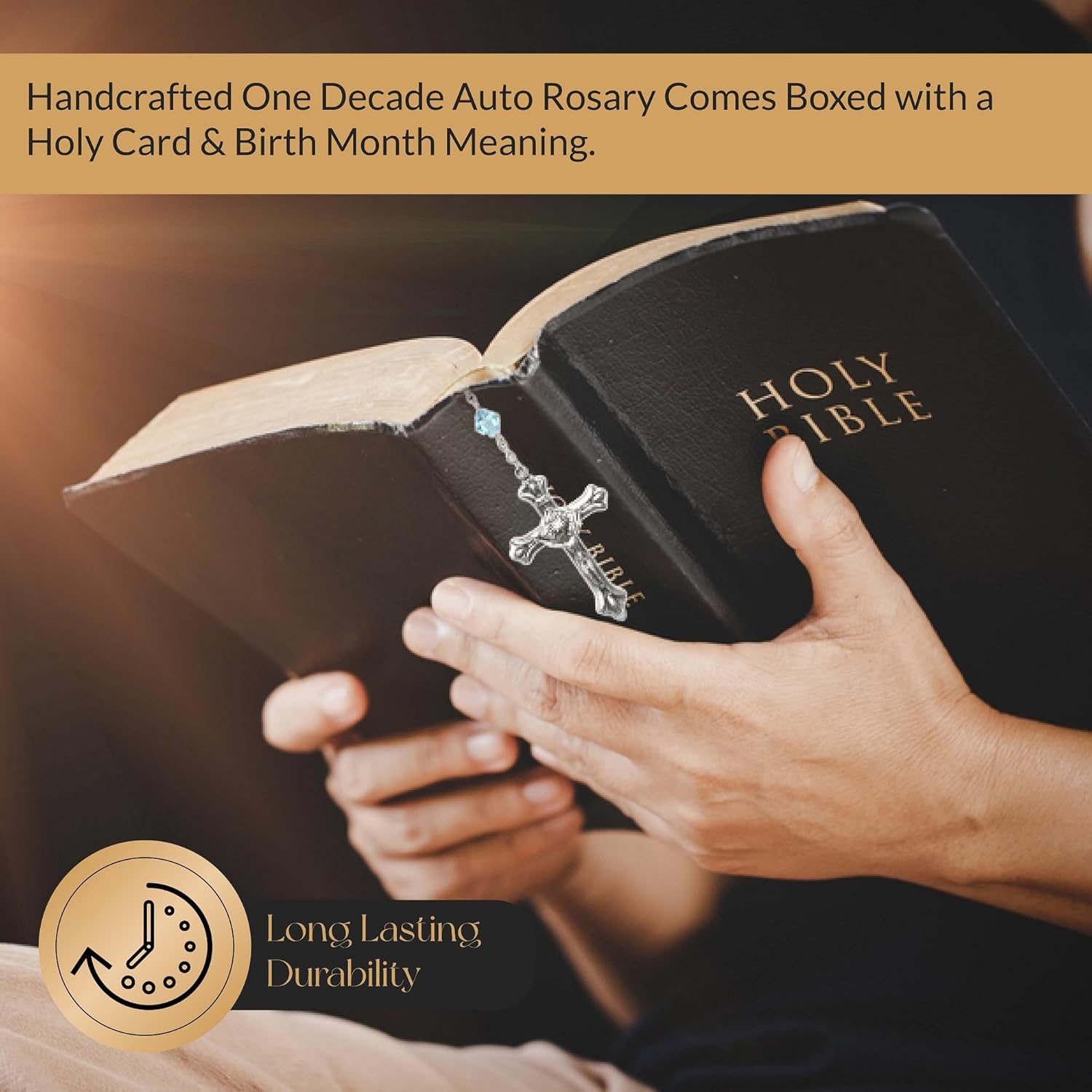 Rosaries Austrian Crystal One Decade POCKET OR AUTO (Clasp for Hanging) Rosary - Includes Holy Card & Birth month meaning when applicable - Catholic Gift