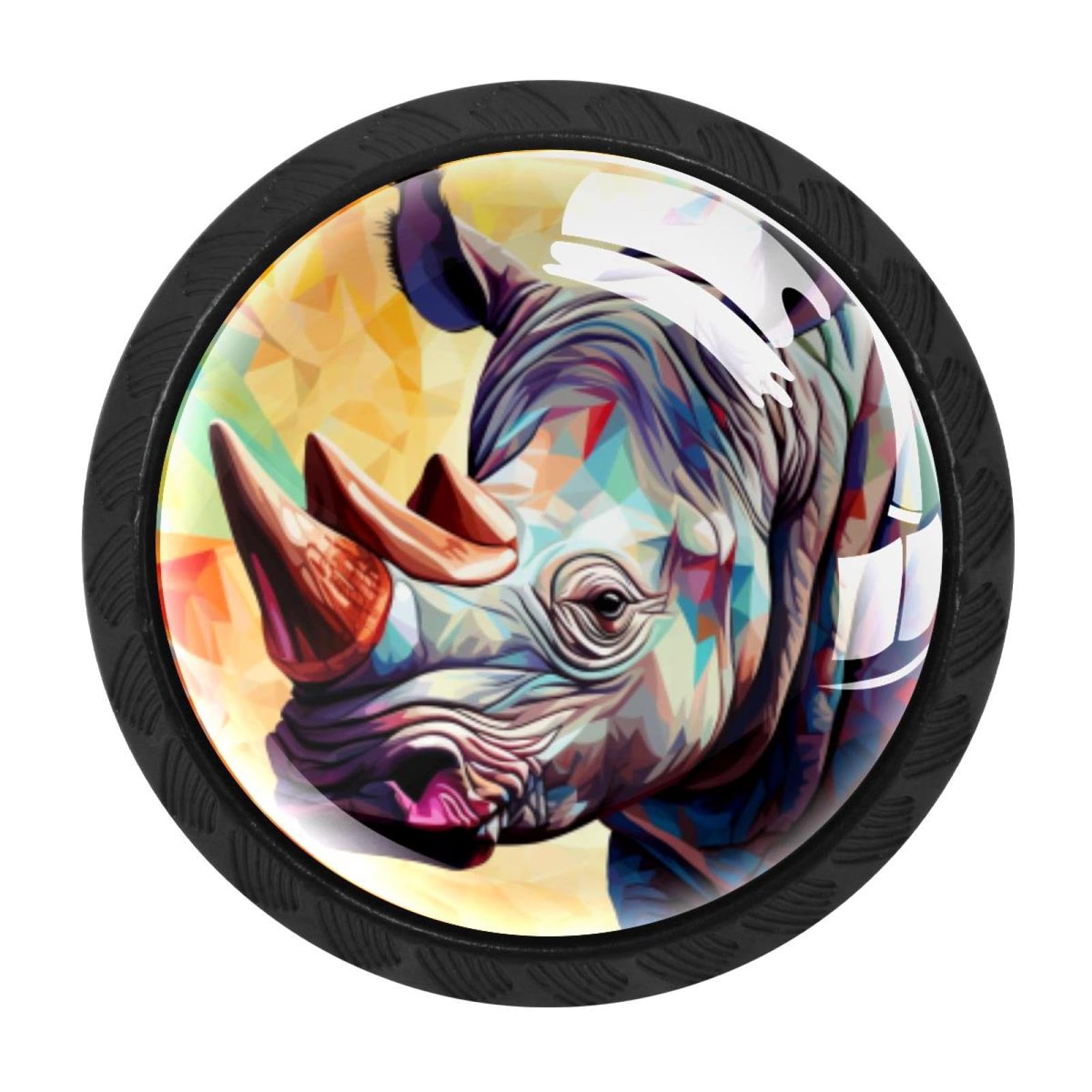 Chenzzzz Multicolored 06 4 Pieces Round Cabinet Knobs Rhinoceros Dresser Knobs Pulls Handles With Screws For Drawer Pulls Handles Knobs Door Knobs